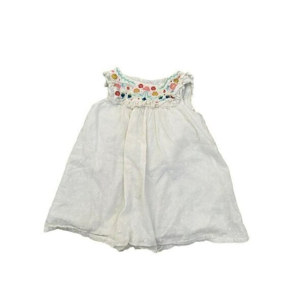 Baby Boden Floral Embroidered White Dress